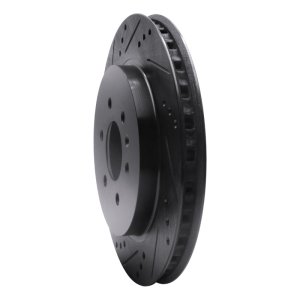 Cadillac SRX Brake Rotor (1) - Rear Left - R1 Concepts - Drilled & Slotted - Black - `04-`09